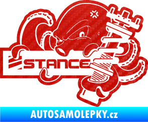 Samolepka Stance nápis s chobotnicí 3D karbon červený