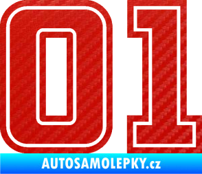 Samolepka Startovní číslo 01 typ 5 3D karbon červený