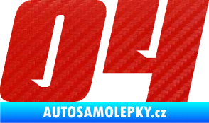 Samolepka Startovní číslo 04 typ 6 3D karbon červený