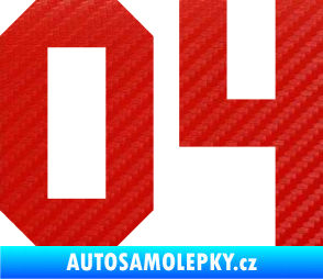 Samolepka Startovní číslo 04 3D karbon červený
