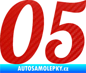 Samolepka Startovní číslo 05 typ 3 3D karbon červený