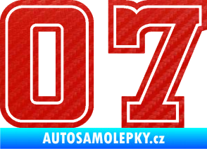 Samolepka Startovní číslo 07 typ 5 3D karbon červený