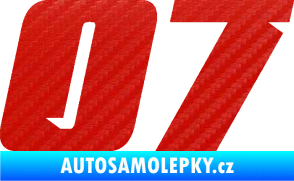 Samolepka Startovní číslo 07 typ 6 3D karbon červený