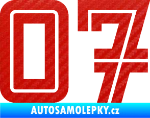 Samolepka Startovní číslo 07 typ 7 3D karbon červený