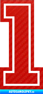 Samolepka Startovní číslo 1 typ 5 3D karbon červený