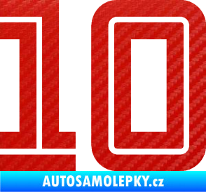 Samolepka Startovní číslo 10 typ 7 3D karbon červený