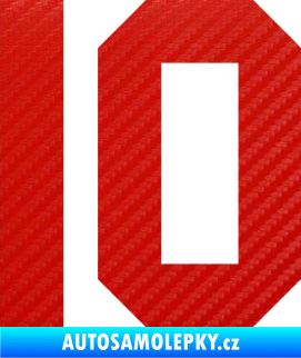 Samolepka Startovní číslo 10 3D karbon červený