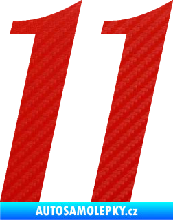 Samolepka Startovní číslo 11 typ 3   3D karbon červený