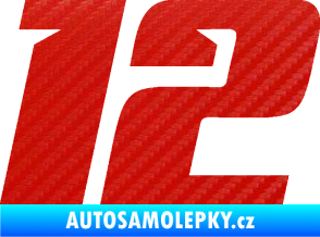 Samolepka Startovní číslo 12 typ 6 3D karbon červený