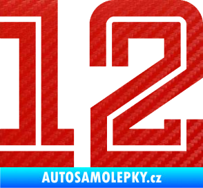 Samolepka Startovní číslo 12 typ 7 3D karbon červený