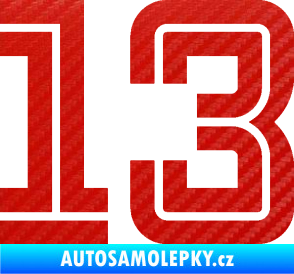 Samolepka Startovní číslo 13 typ 7 3D karbon červený