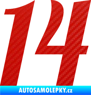Samolepka Startovní číslo 14 typ 3      3D karbon červený