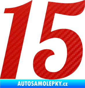 Samolepka Startovní číslo 15 typ 3      3D karbon červený