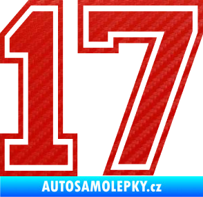 Samolepka Startovní číslo 17 typ 4 3D karbon červený