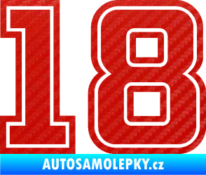 Samolepka Startovní číslo 18 typ 5 3D karbon červený