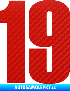 Samolepka Startovní číslo 19 typ 2      3D karbon červený