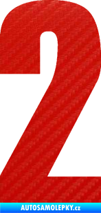 Samolepka Startovní číslo 2 typ 2   3D karbon červený