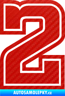 Samolepka Startovní číslo 2 typ 5 3D karbon červený
