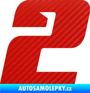 Samolepka Startovní číslo 2 typ 6 3D karbon červený