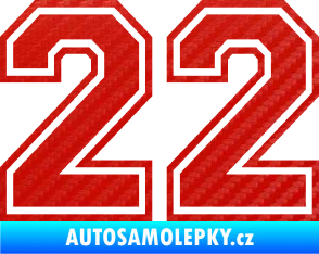 Samolepka Startovní číslo 22 typ 4 3D karbon červený