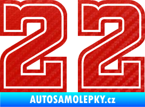 Samolepka Startovní číslo 22 typ 5 3D karbon červený