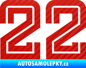 Samolepka Startovní číslo 22 typ 7 3D karbon červený
