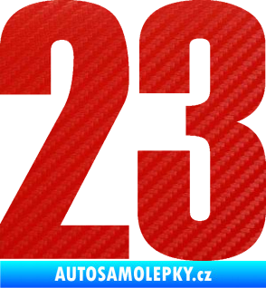 Samolepka Startovní číslo 23 typ 2          3D karbon červený