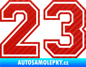 Samolepka Startovní číslo 23 typ 4 3D karbon červený