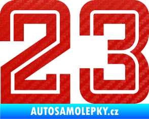 Samolepka Startovní číslo 23 typ 7 3D karbon červený