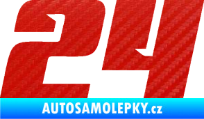 Samolepka Startovní číslo 24 typ 6 3D karbon červený
