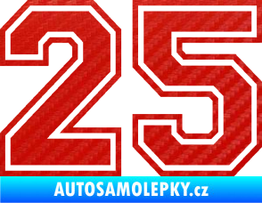 Samolepka Startovní číslo 25 typ 4 3D karbon červený
