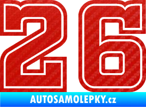 Samolepka Startovní číslo 26 typ 5 3D karbon červený