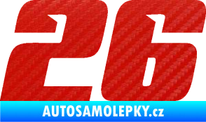 Samolepka Startovní číslo 26 typ 6 3D karbon červený