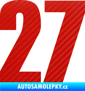 Samolepka Startovní číslo 27 typ 2     3D karbon červený