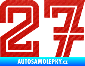 Samolepka Startovní číslo 27 typ 7 3D karbon červený