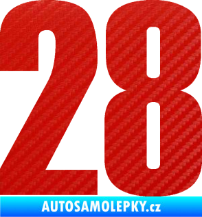 Samolepka Startovní číslo 28 typ 2    3D karbon červený