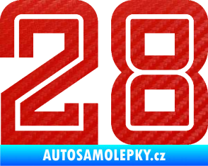 Samolepka Startovní číslo 28 typ 7 3D karbon červený