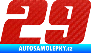 Samolepka Startovní číslo 29 typ 6 3D karbon červený