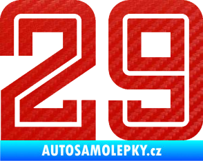 Samolepka Startovní číslo 29 typ 7 3D karbon červený