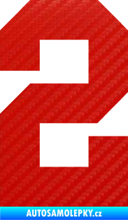 Samolepka Startovní číslo 2 3D karbon červený