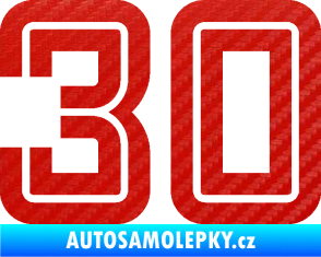 Samolepka Startovní číslo 30 typ 7 3D karbon červený