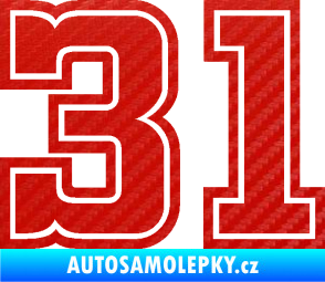Samolepka Startovní číslo 31 typ 5 3D karbon červený