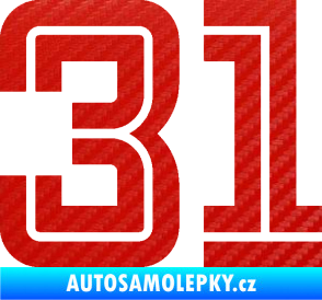 Samolepka Startovní číslo 31 typ 7 3D karbon červený