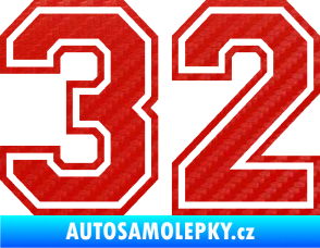 Samolepka Startovní číslo 32 typ 4 3D karbon červený