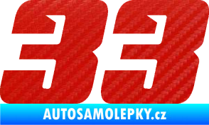 Samolepka Startovní číslo 33 typ 6 3D karbon červený