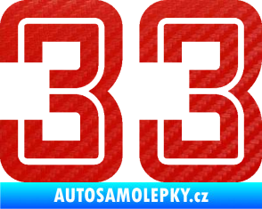 Samolepka Startovní číslo 33 typ 7 3D karbon červený