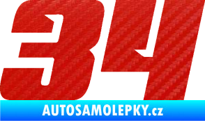 Samolepka Startovní číslo 34 typ 6 3D karbon červený