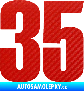 Samolepka Startovní číslo 35 typ 2  3D karbon červený