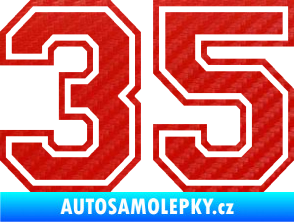 Samolepka Startovní číslo 35 typ 4 3D karbon červený