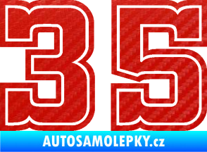 Samolepka Startovní číslo 35 typ 5 3D karbon červený